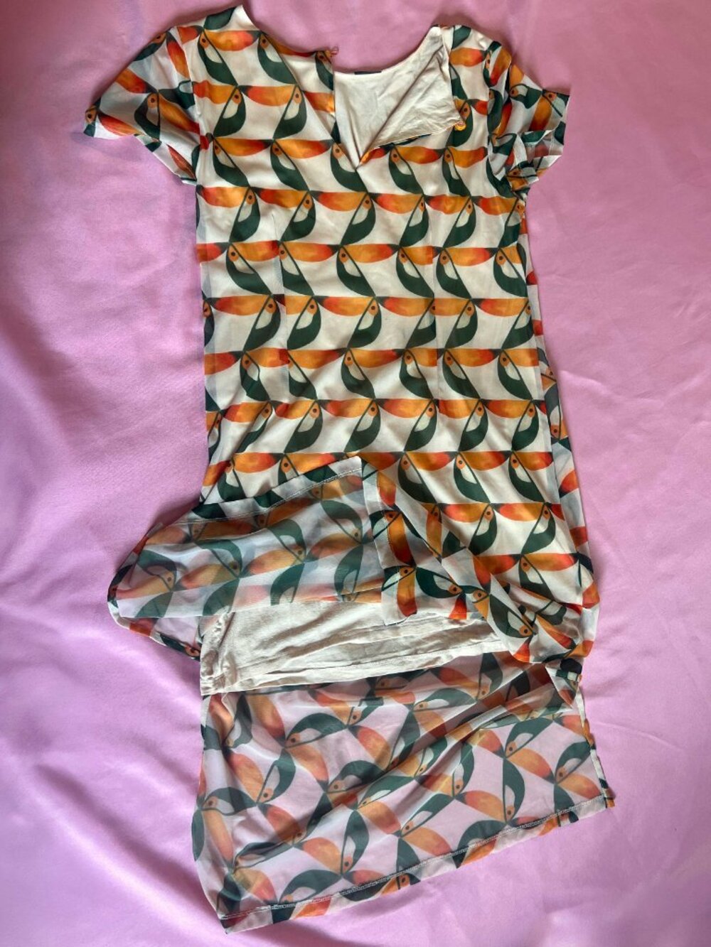 Farm Rio Mesh T-shirt Dress with Sun Motif - Picture 5 of 9